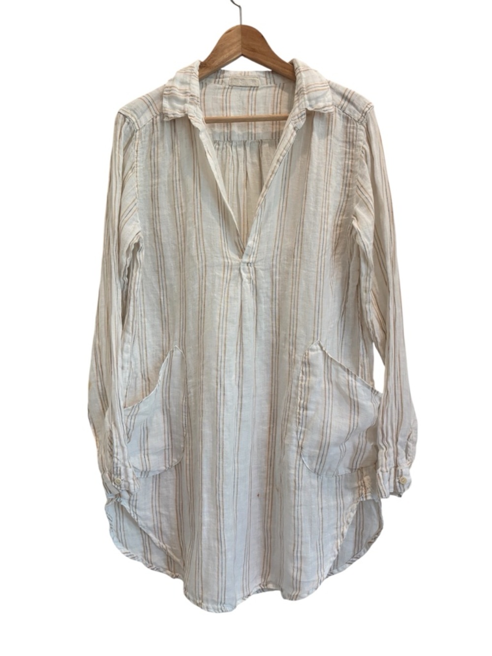CP Shades Tunic 100% Linen Striped Size Small